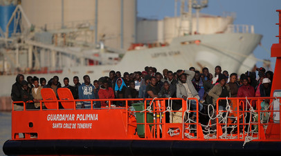 Прибытие беженцев из Африки в ЕС через Средиземное море 