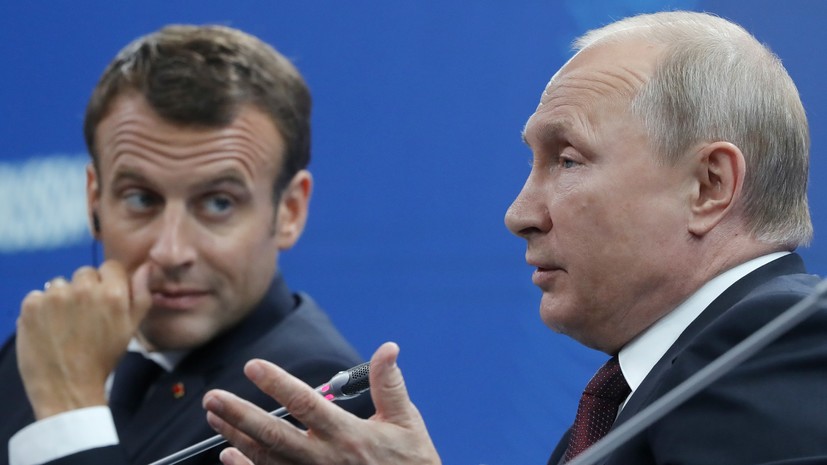 В Кремле назвали темы переговоров Путина и Макрона