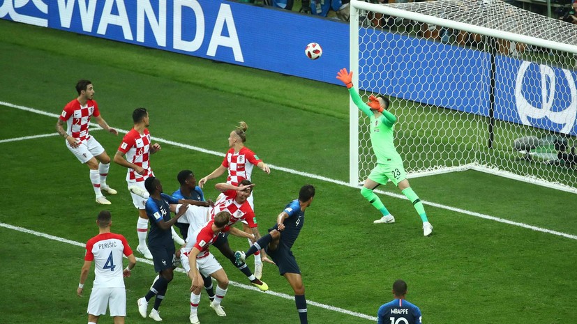 Сборная Франции открыла счёт в финальном матче ЧМ-2018 с Хорватией