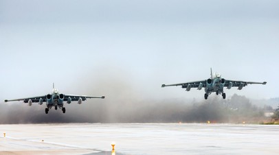 Штурмовики Су-25 ВКС России на авиабазе Хмеймим