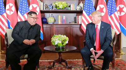 Президент США Дональд Трамп и лидер Северной Кореи Ким Чен Ын