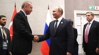 Встреча президента РФ Владимира Путина с  президентом Турции Реджепом Тайипом Эрдоганом
