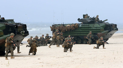 Американские военнослужащие принимают участие в учениях НАТО на Балтике, июнь 2018 года. В окрестностях Паланги, Литва 