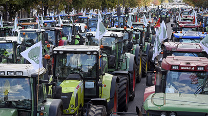 Акция протеста фермеров в Париже, 2015 год 