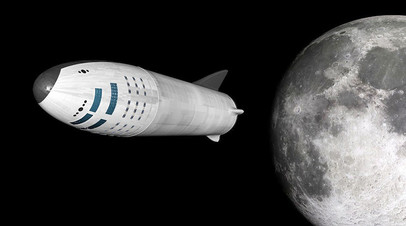 Художественное изображение полёта BFR к Луне