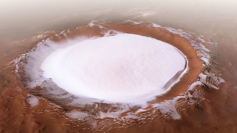Зима на Марсе: зонд Mars Express прислал фото «заснеженного озера»