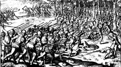Сражение мапуче (арауканов) с испанцами в XVI веке