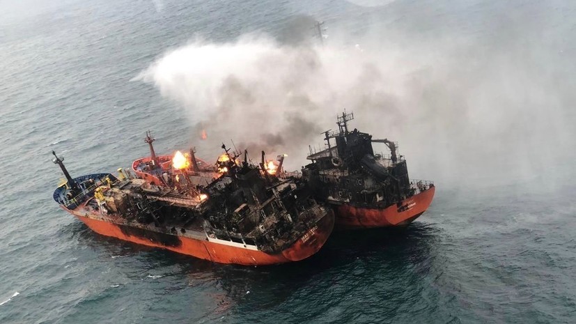На одном из танкеров в Чёрном море прекратилось открытое горение