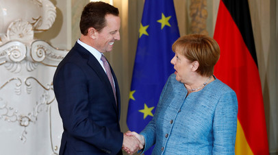 Посол США в Германии Ричард Гренелл и канцлер ФРГ Ангела Меркель