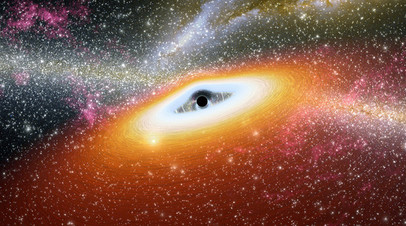 Газовый диск, питающий сверхмассивную чёрную дыру во время излучения.