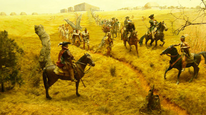 Полковник Джеймс Мур выступает в поход во главе англо-индейского отряда 