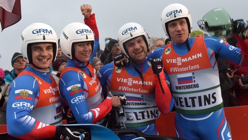 Опубликовано видео, где российские саночники поют национальный гимн а капелла