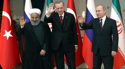 Владимир Путин, Реджеп Эрдоган и Хасан Рухани