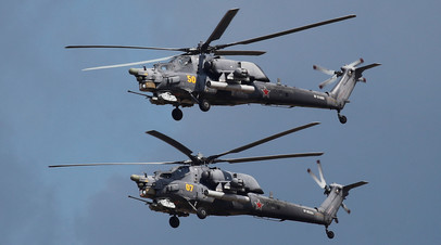 Пара ударных вертолётов Ми-28Н 