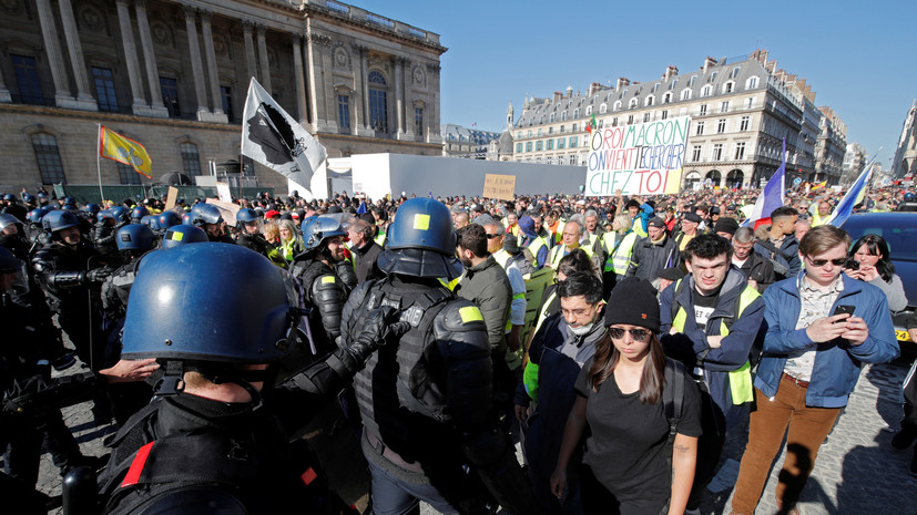 Число задержанных в ходе акции протеста «жёлтых жилетов» в Париже возросло до 28