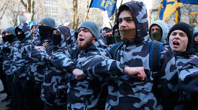 Представители партии «Национальный корпус»  на акции в Киеве 