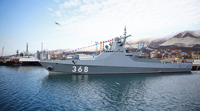 Головной патрульный корабль проекта 22160 «Василий Быков» на Новороссийской военно-морской базе