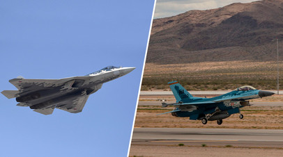 Слева — Су-57, справа — F-16, перекрашенный под Су-57