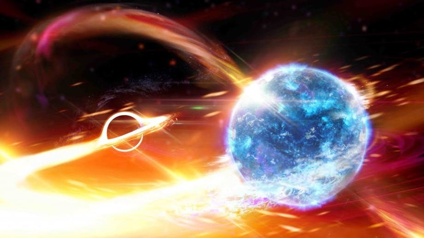 Космическое слияние: учёным удалось обнаружить процесс поглощения нейтронной звезды чёрной дырой