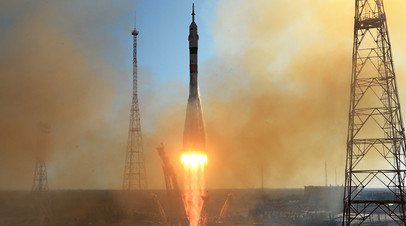 Запуск ракеты-носителя «Союз-2.1а» с пилотируемым кораблем «Союз МС-14» со стартовой площадки космодрома Байконур