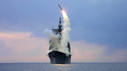 Запуск американской ракеты «Томагавк» с корабля USS Cape St. George