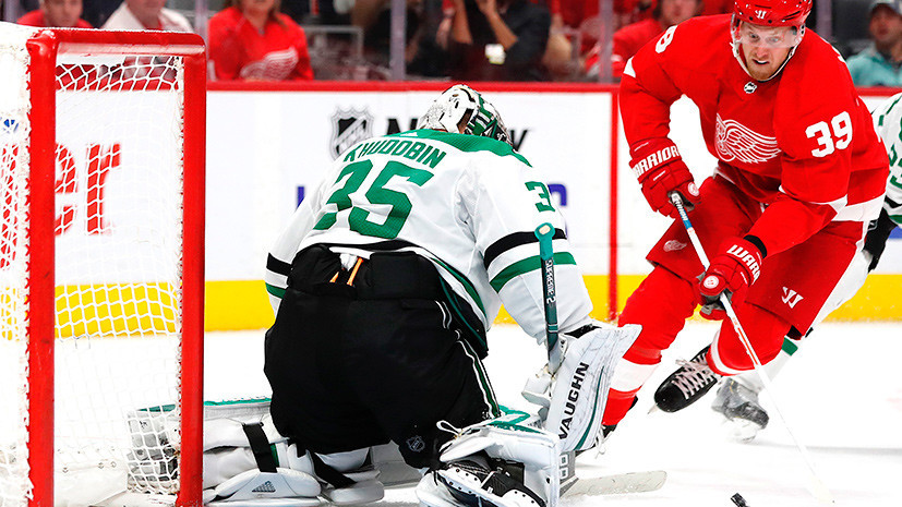 «Даллас» уступил «Детройту» в НХЛ, несмотря на 29 сейвов Худобина