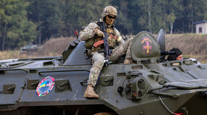 Украинский военнослужащий на учениях НАТО Rapid Trident — 2019
