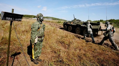 Военнослужащие РХБЗ ВС России на учениях