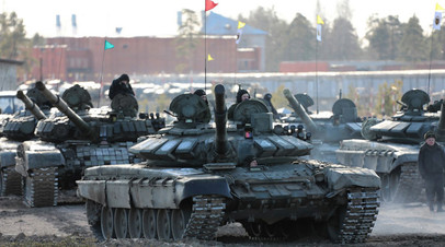 Российские танки на учениях