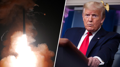 Запуск баллистической межконтинентальной ракеты / президент США Дональд Трамп