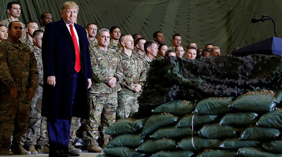 Президент США Дональд Трамп во время визита в Афганистан 28 ноября 2019 года