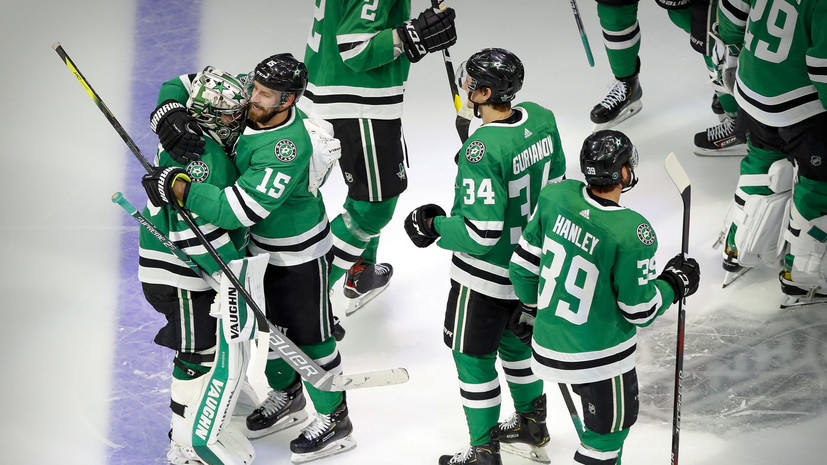 Половина хоккеистов «Далласа» побежала поздравлять Худобина после победного гола Радулова