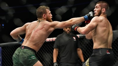 Бойцы UFC Конор Макгрегор и Хабиб Нурмагомедов