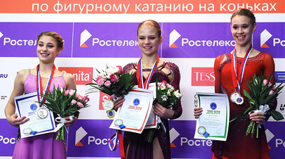 Призёры в произвольной программе в женском одиночном катании на IV этапе Кубка России — Ростелеком, 2020—2021 годы