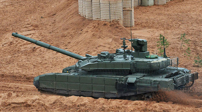Танк Т-90М во время совместных стратегических учений (ССУ) Вооружённых сил России и Белоруссии на Лужском полигоне в Ленинградской области