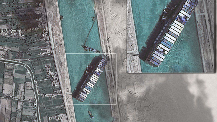 Рогозин опубликовал новый спутниковый снимок контейнеровоза Ever Given