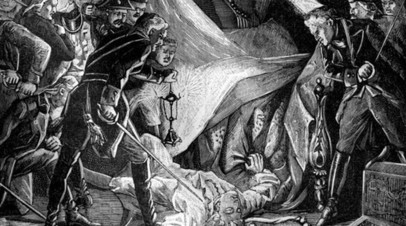 Гравюра «Убийство русского царя Павла I», март 1801 года