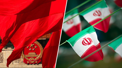 Флаги КНР и Ирана