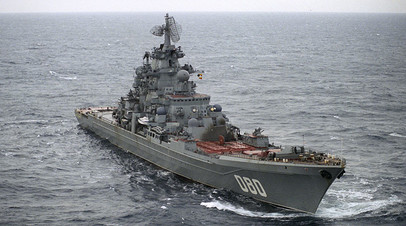 Тяжёлый атомный ракетный крейсер «Адмирал Нахимов» Северного флота ВМФ РФ в Баренцевом море
