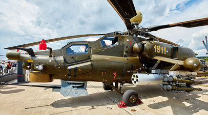 Разведывательно-ударный вертолёт Ми-28НМ с боеприпасами