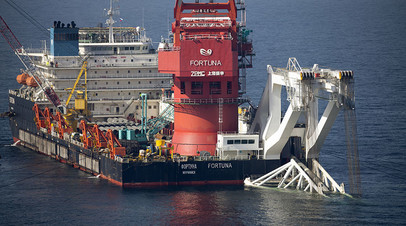 Mногоцелевое судно «Фортуна» проводит трубоукладочные работы в датских водах