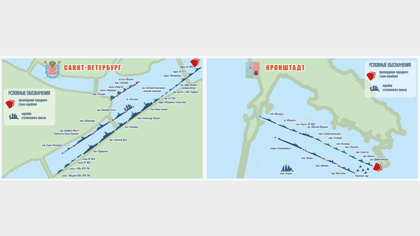 Минобороны показало порядок прохода кораблей на Главном военно-морском параде в Петербурге