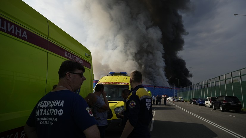Площадь пожара на складе OZON в Подмосковье выросла до 55 тысяч квадратных метров