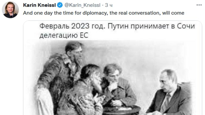 Экс-глава МИД Австрии Кнайсль опубликовала ироничный пост о «визите дипломатов ЕС» к Путину
