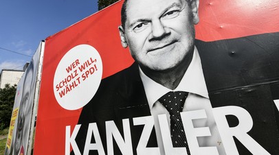 Предвборный плакат: «Кто хочет Шольца — выбирает СДПГ»