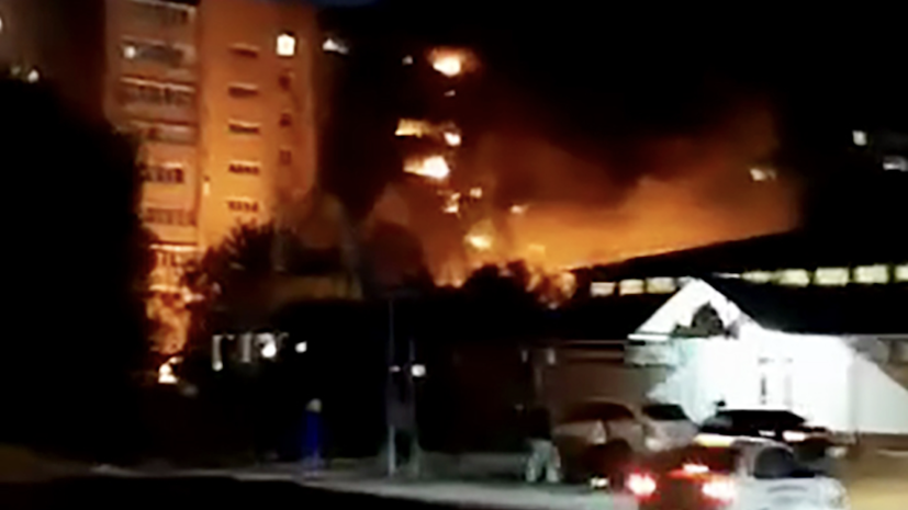 Опубликовано видео возгорания самолёта Су-34 во время взлёта в Ейске