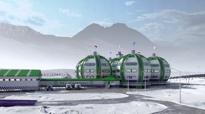 Графическое изображение будущей арктической станции «Снежинка»