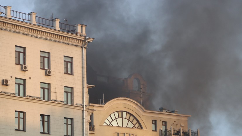 Никас Сафронов показал видео пожара, который произошёл в здании ресторанов в центре Москвы