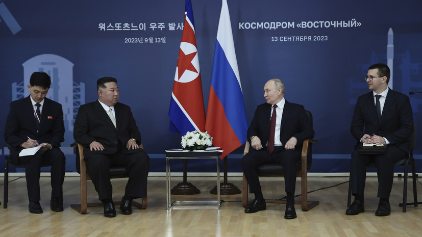 Песков назвал содержательными переговоры Путина и Ким Чен Ына