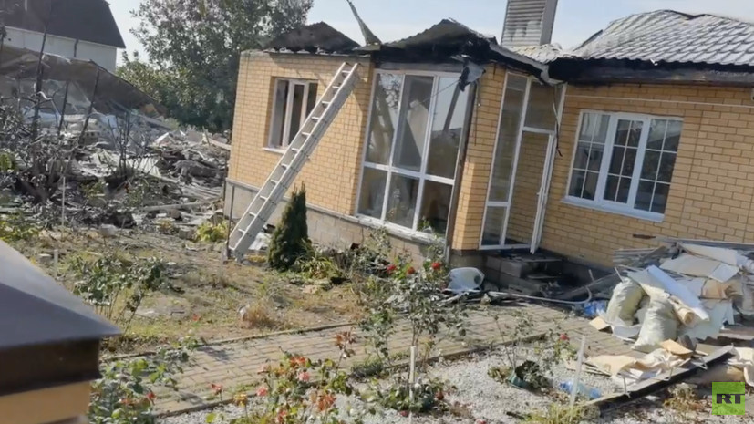 Видео с места падения украинского беспилотника в Белгородской области